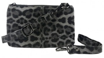 Anti skim schouderband panter grijs klein